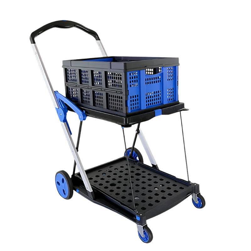 Double-Layer Trolley Cart with Rubber Wheels