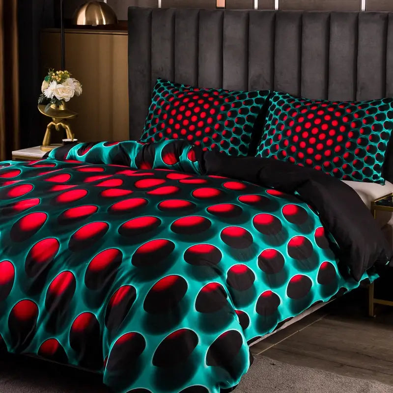 Vibrant Dreams Y2K Stereoscopic Bedding Set - 3-Piece Colorful Duvet Cover Set (Queen Size)
