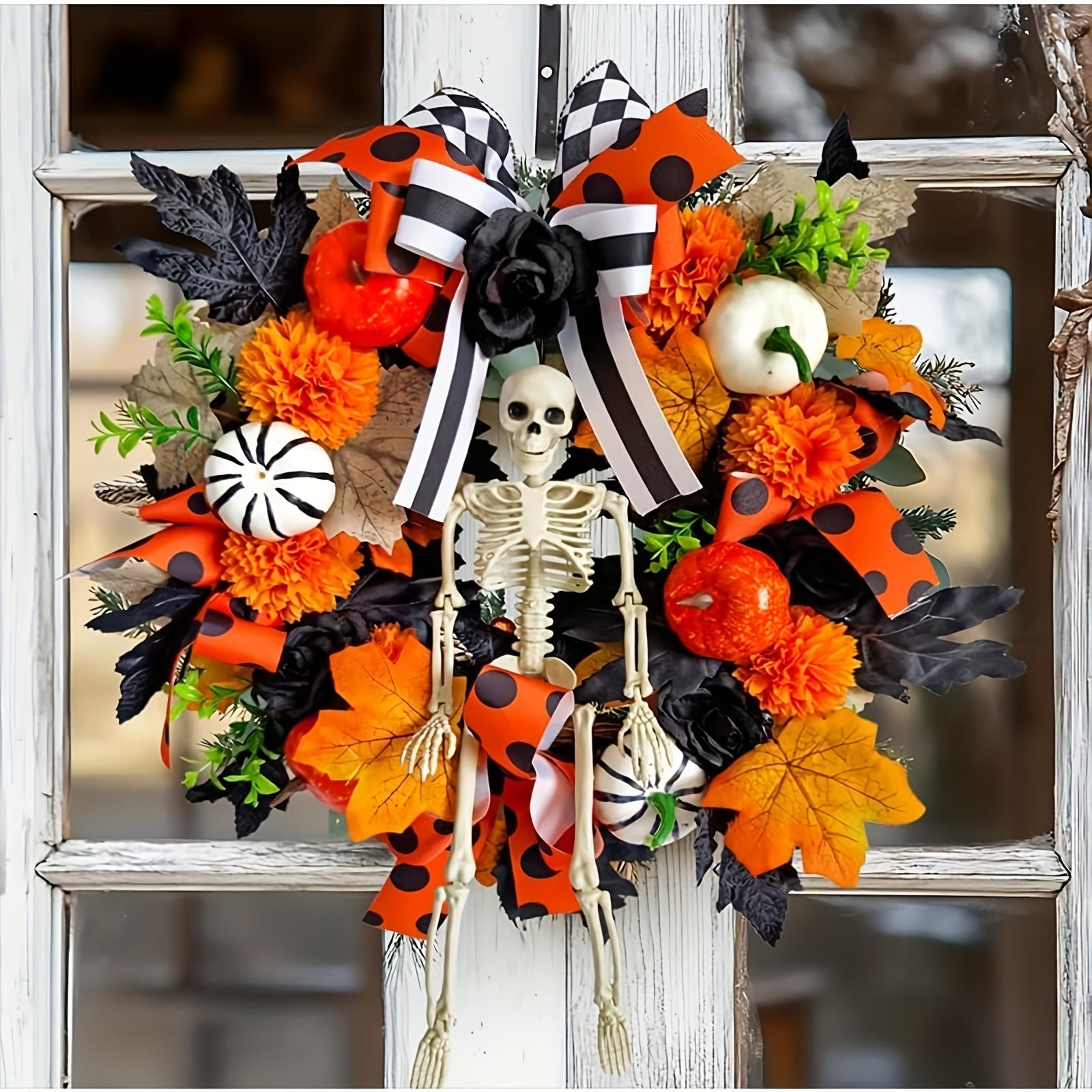 Halloween Skeleton Wreath Pumpkin Skull
