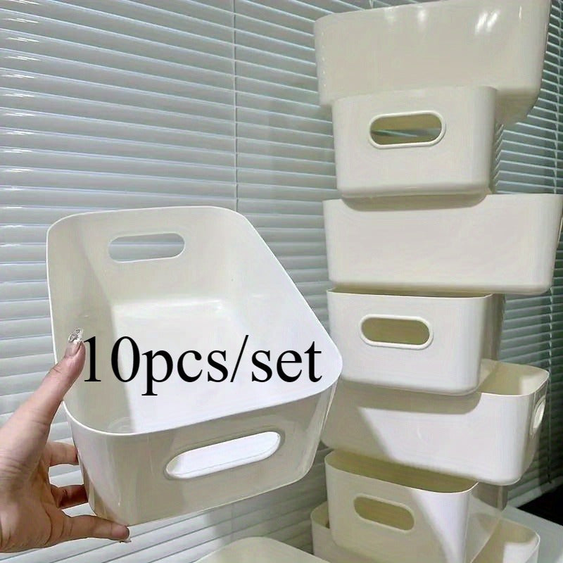 10Pcs Set Plastic Storage Baskets With Handles