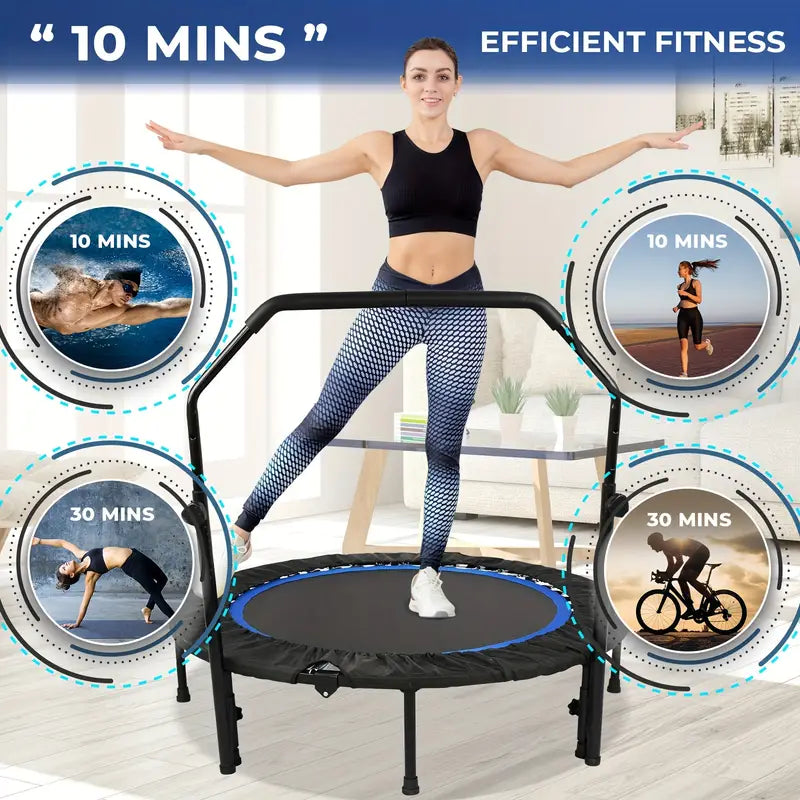 1pc 121.92cm Mini Fitness Trampoline with Adjustable Handle - Blue