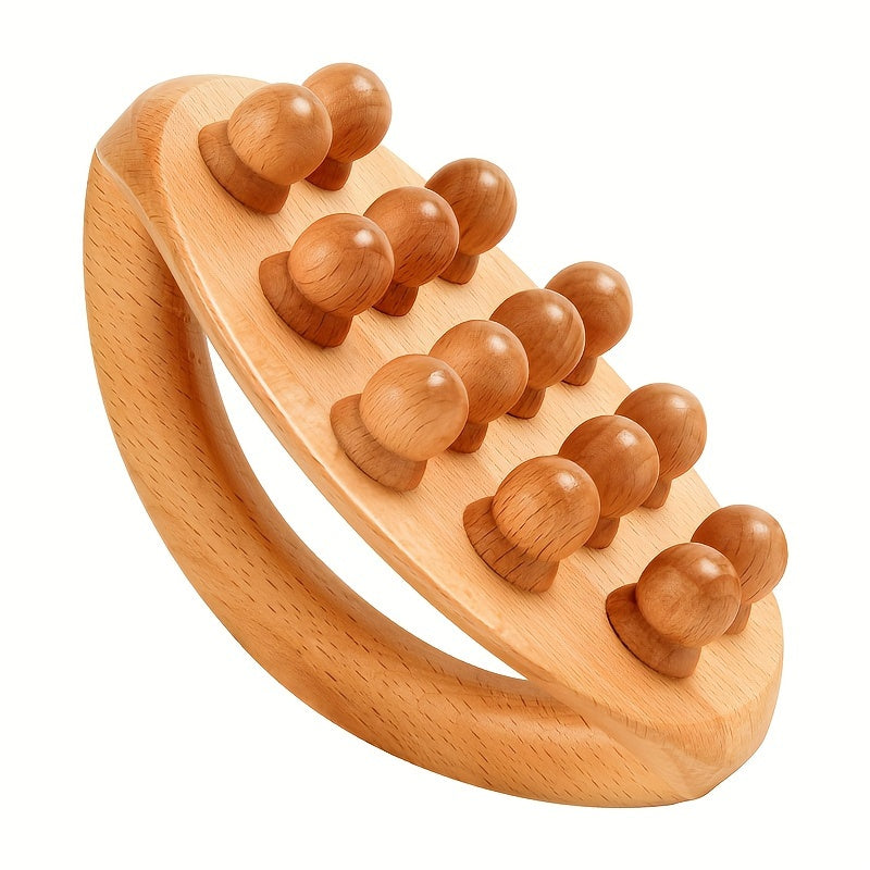 2Pcs 12-Beads Gua Sha Massage Stick – Carbonized Solid Wood(Brown)