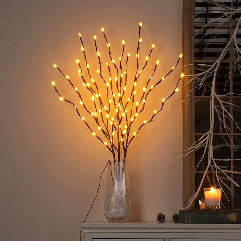 Enhance Your Celebrations with 1pc 20 LED Branch Lights | Battery-Powered Indoor Decoration Lights