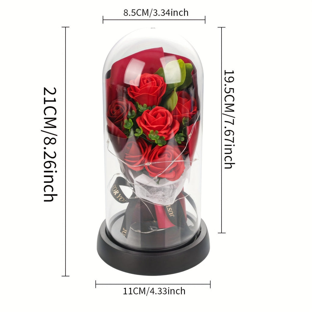 Romantic Everlasting Rose Bouquet With Led Lights