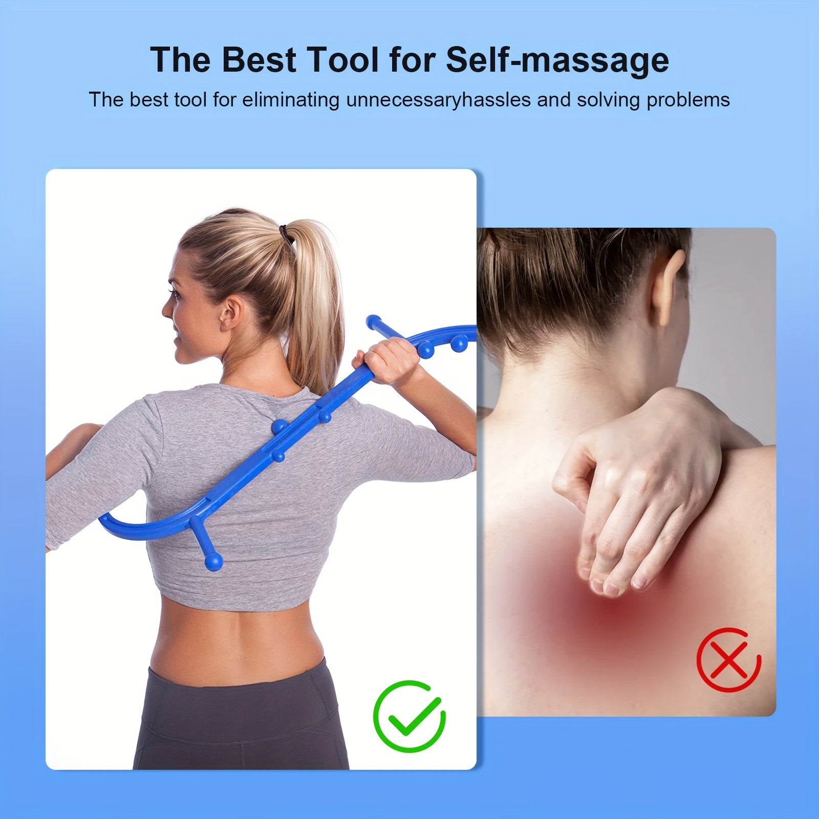 Lead-Free S-Shaped Hook Self-Massage Stick(Blue)