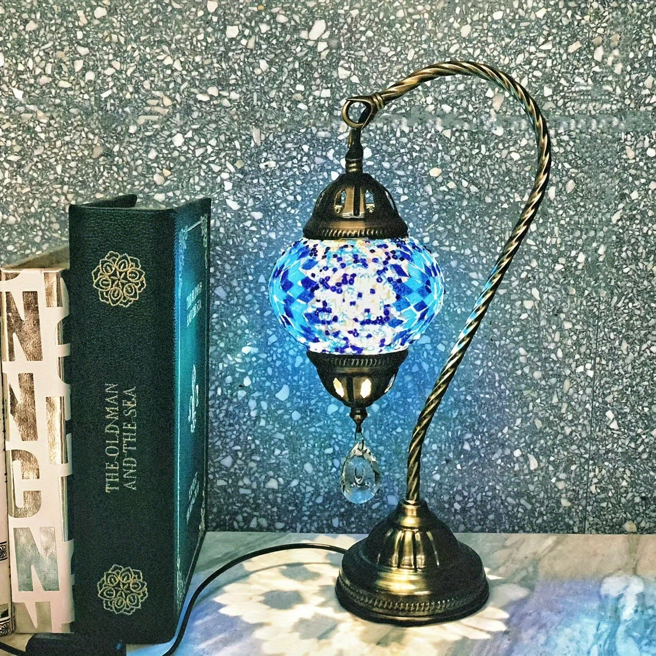 Swan Glass Table Lamp USB Powered