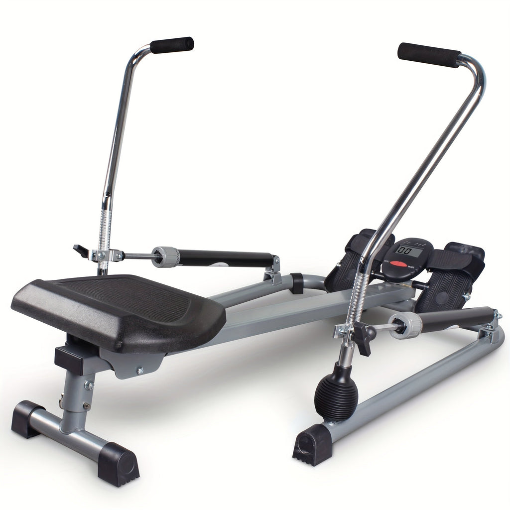 Foldable Rowing Machine With Lcd Monitor - Fitness Trainer(Grey)