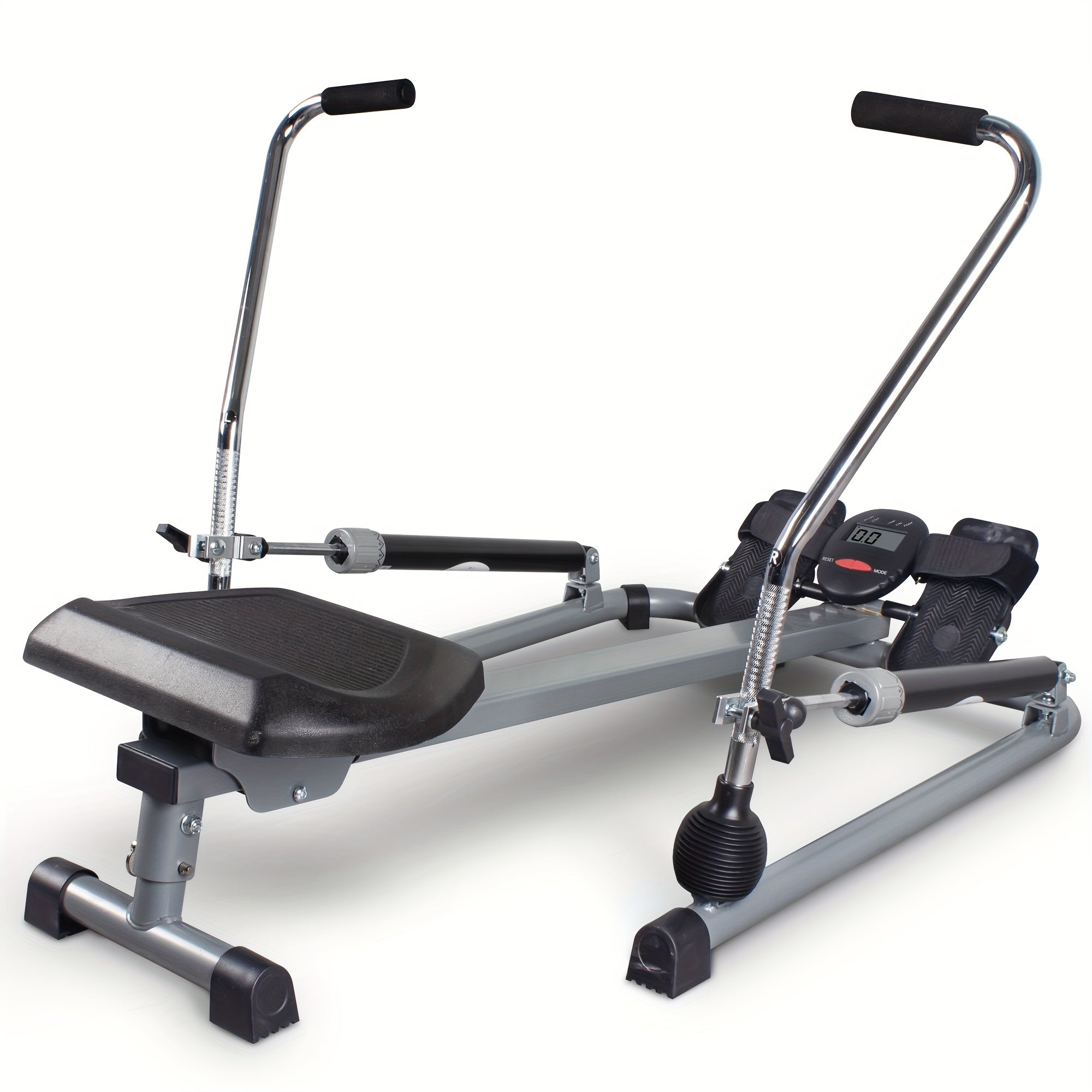 Foldable Rowing Machine With Lcd Monitor - Fitness Trainer(Grey)
