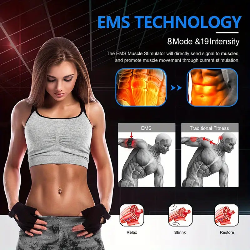 Abdominal Muscle Stimulator Trainer with 6 Modes and 19 Intensity Levels