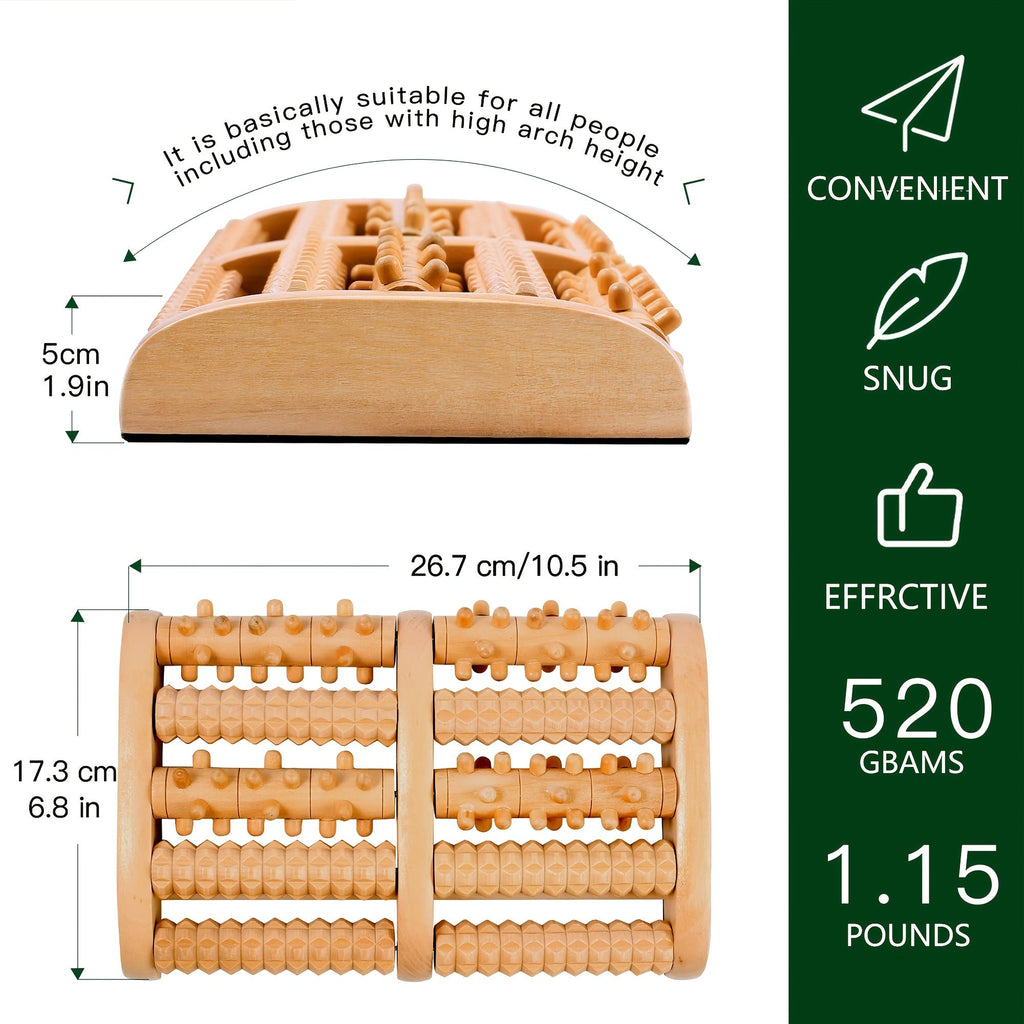 1Pc Wooden Foot Massager Roller For Plantar Fasciitis Relief(Brown)