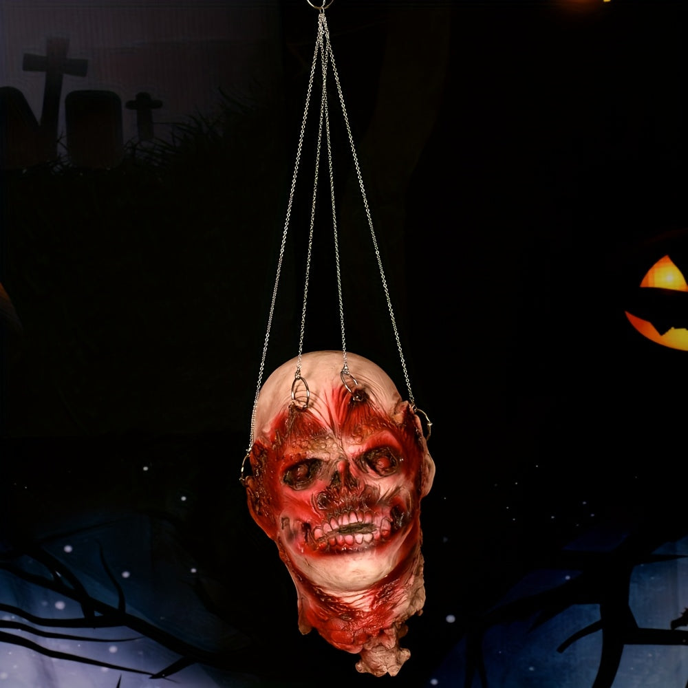 Hanging Latex Skull Head with Chains Halloween