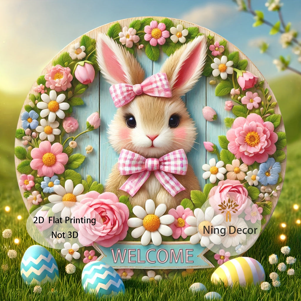 Easter Bunny Wooden Welcome Sign Spring Decor