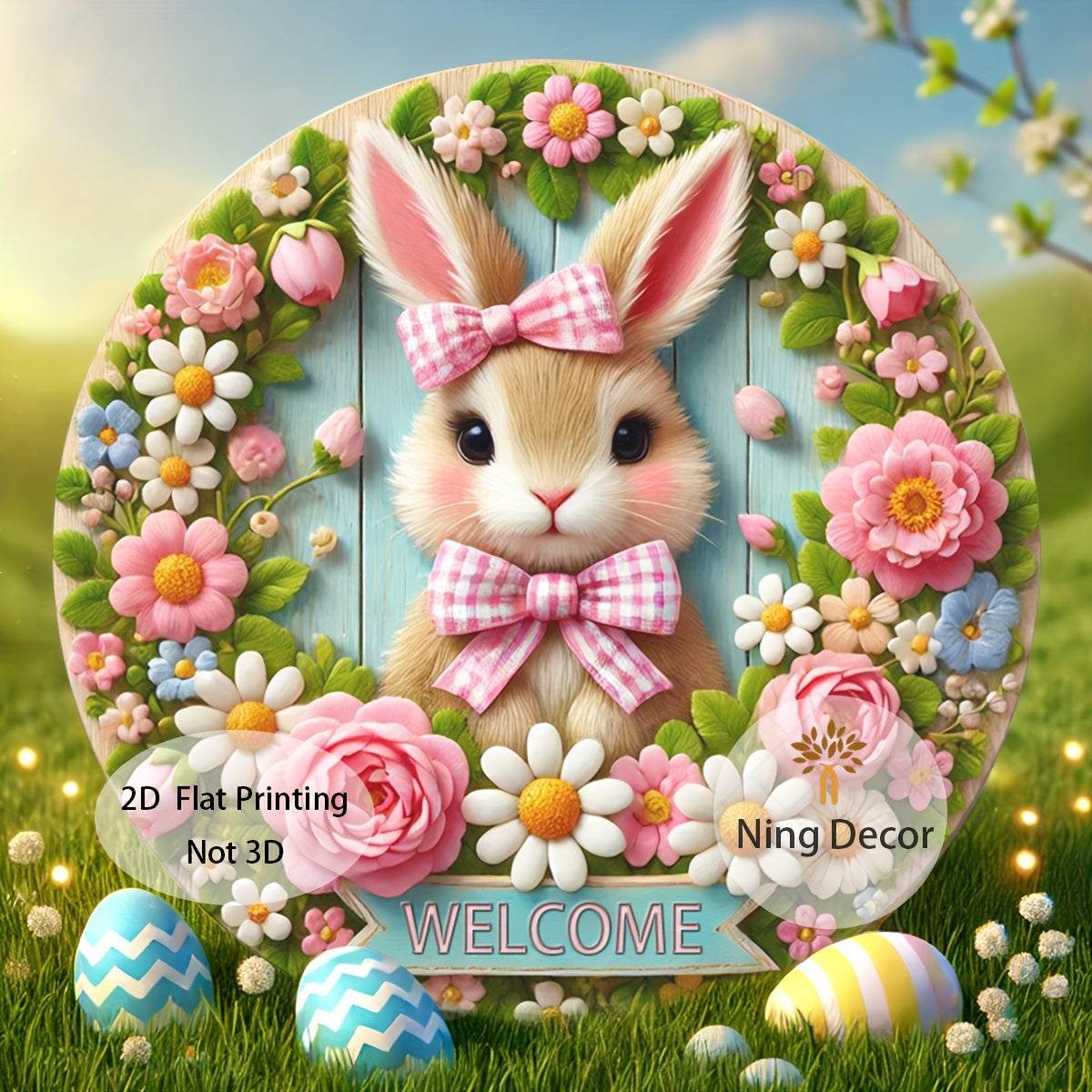 Easter Bunny Wooden Welcome Sign Spring Decor