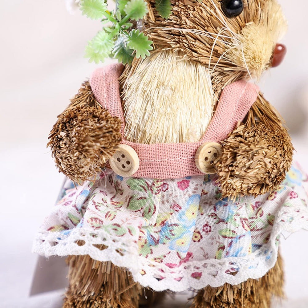 Funny Sisal Easter Bunny Spring Home Decor Statue