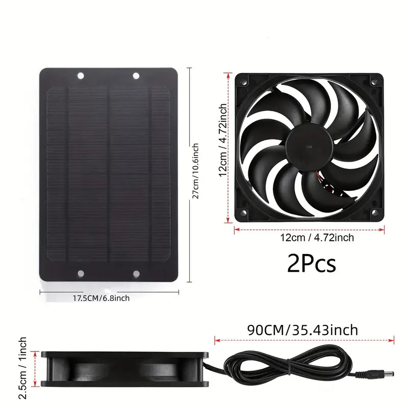 Solar-Powered Electric Ventilator - 10W/12V Dual Fan Pack