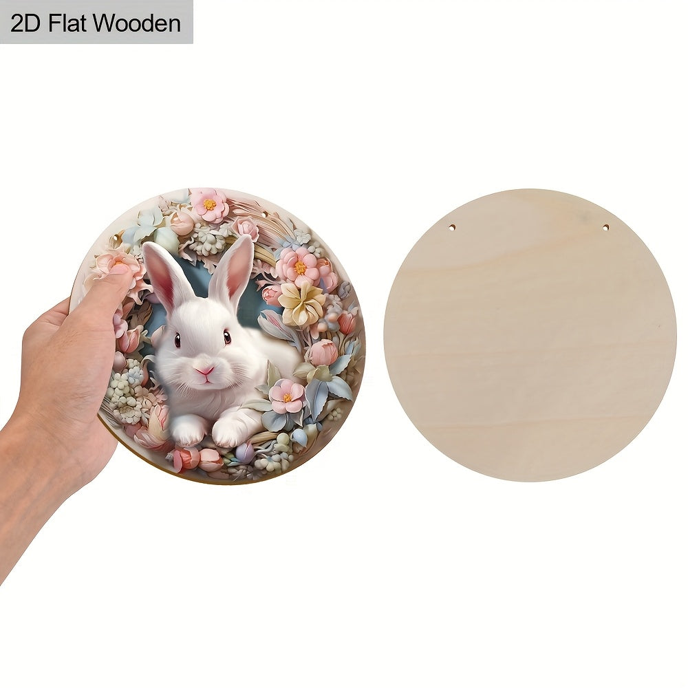 Easter Bunny & Tulips Wooden Wreath Spring Decor