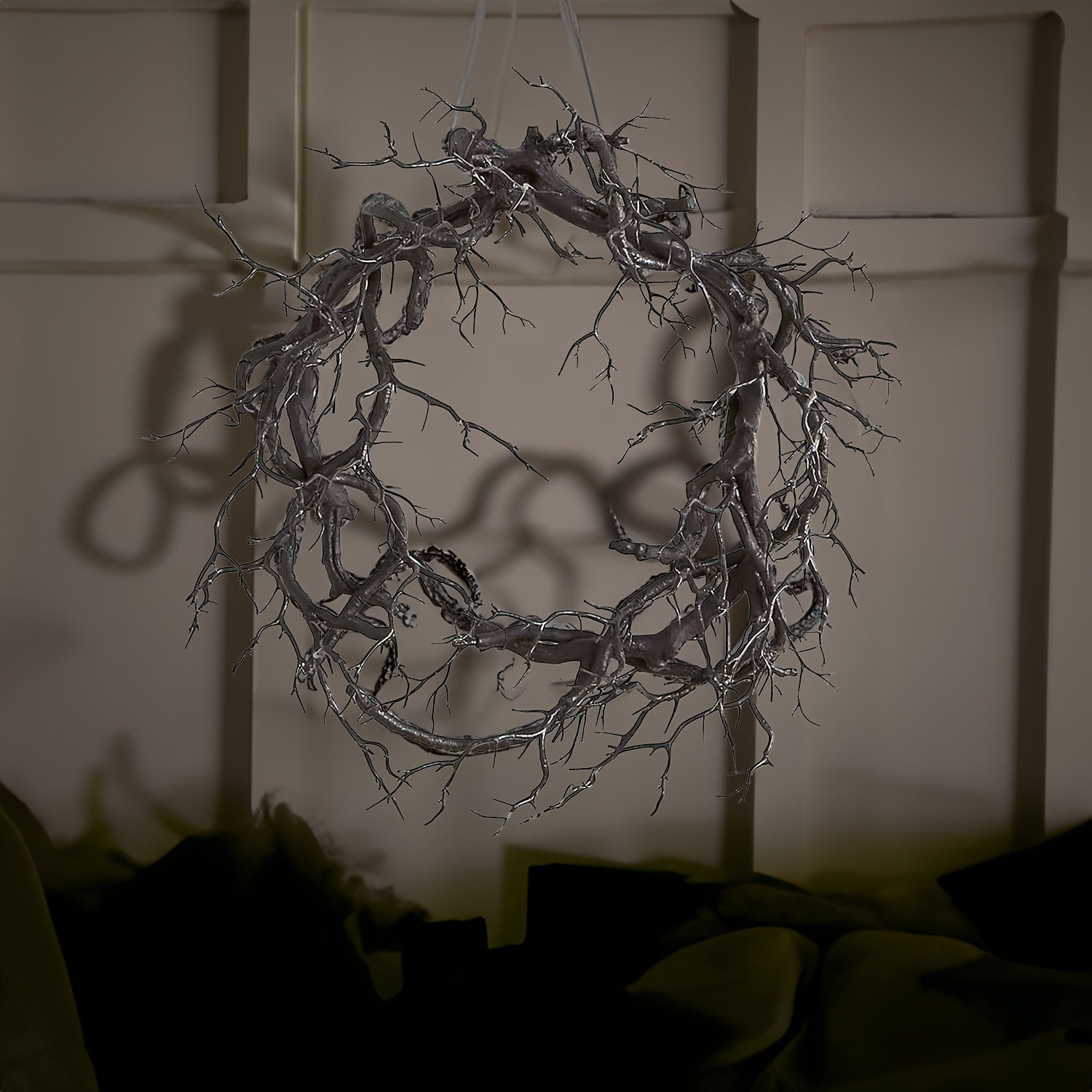 Halloween Wreath with Pre-Lit Black Art Deco