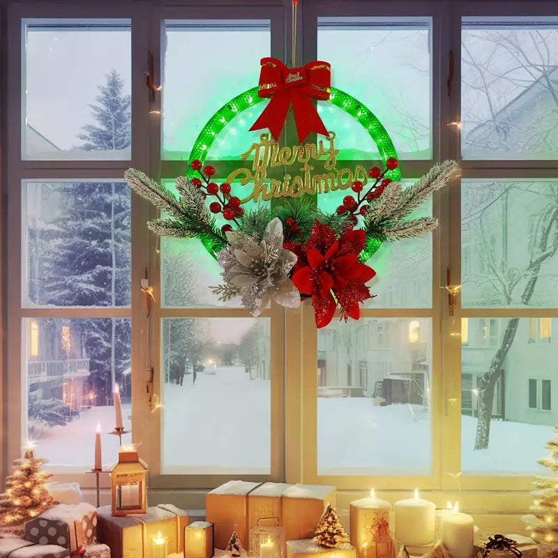 Radiant Festivity: LED-Lit Artificial Christmas Wreath