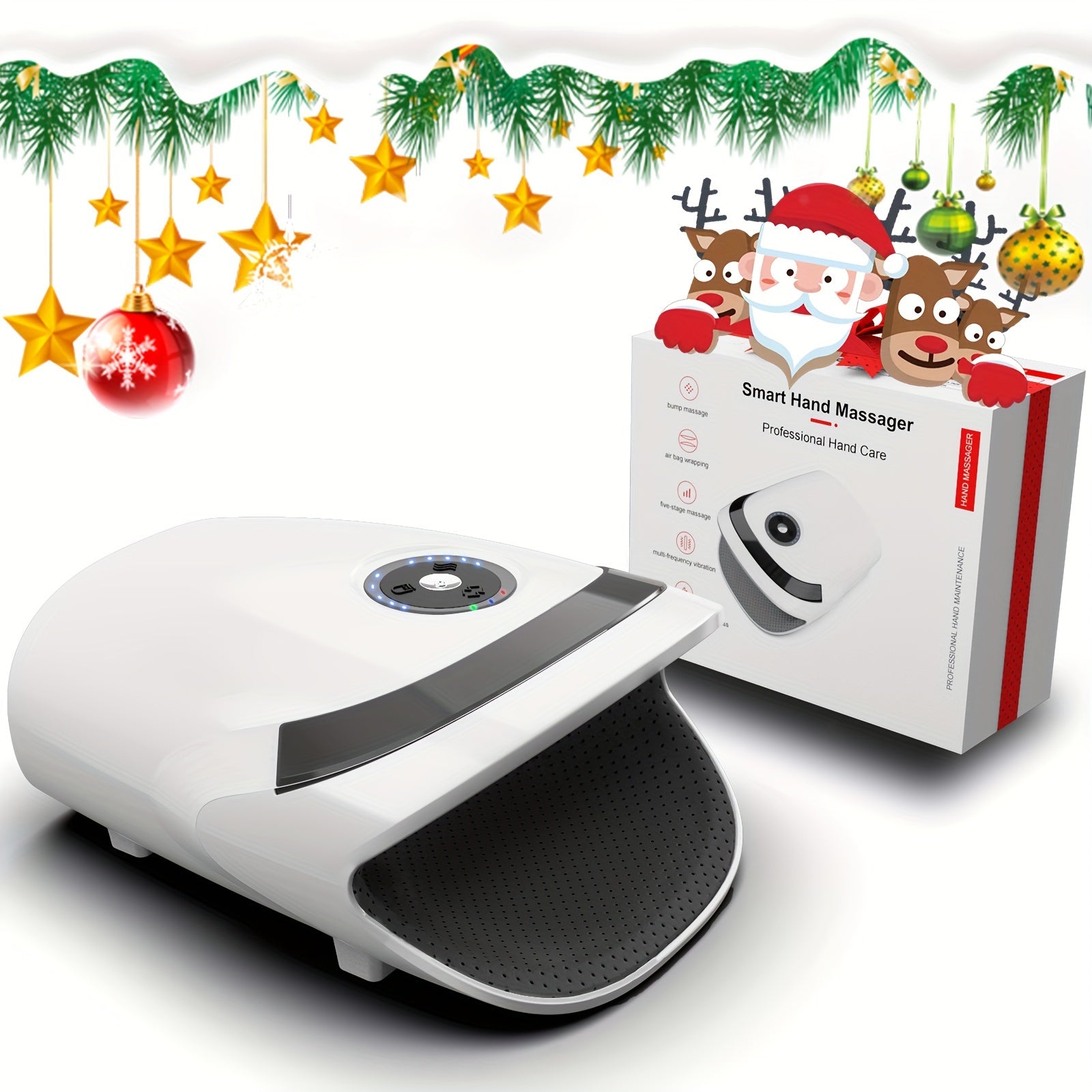 Cordless Hand Massager With Compression & Heat(White)