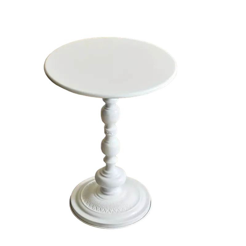 Nordic French Retro Corner Table - Vintage White Iron Bedside Table for Balcony