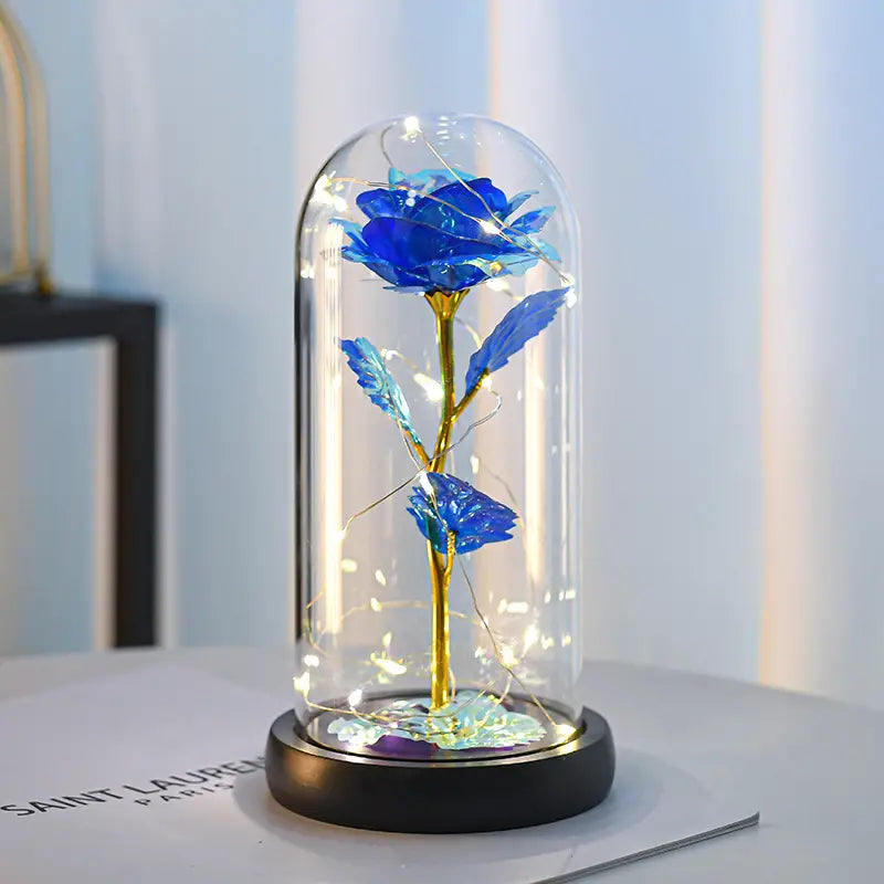 Elegant Golden Leaf Rose Flower in PVC Cover
