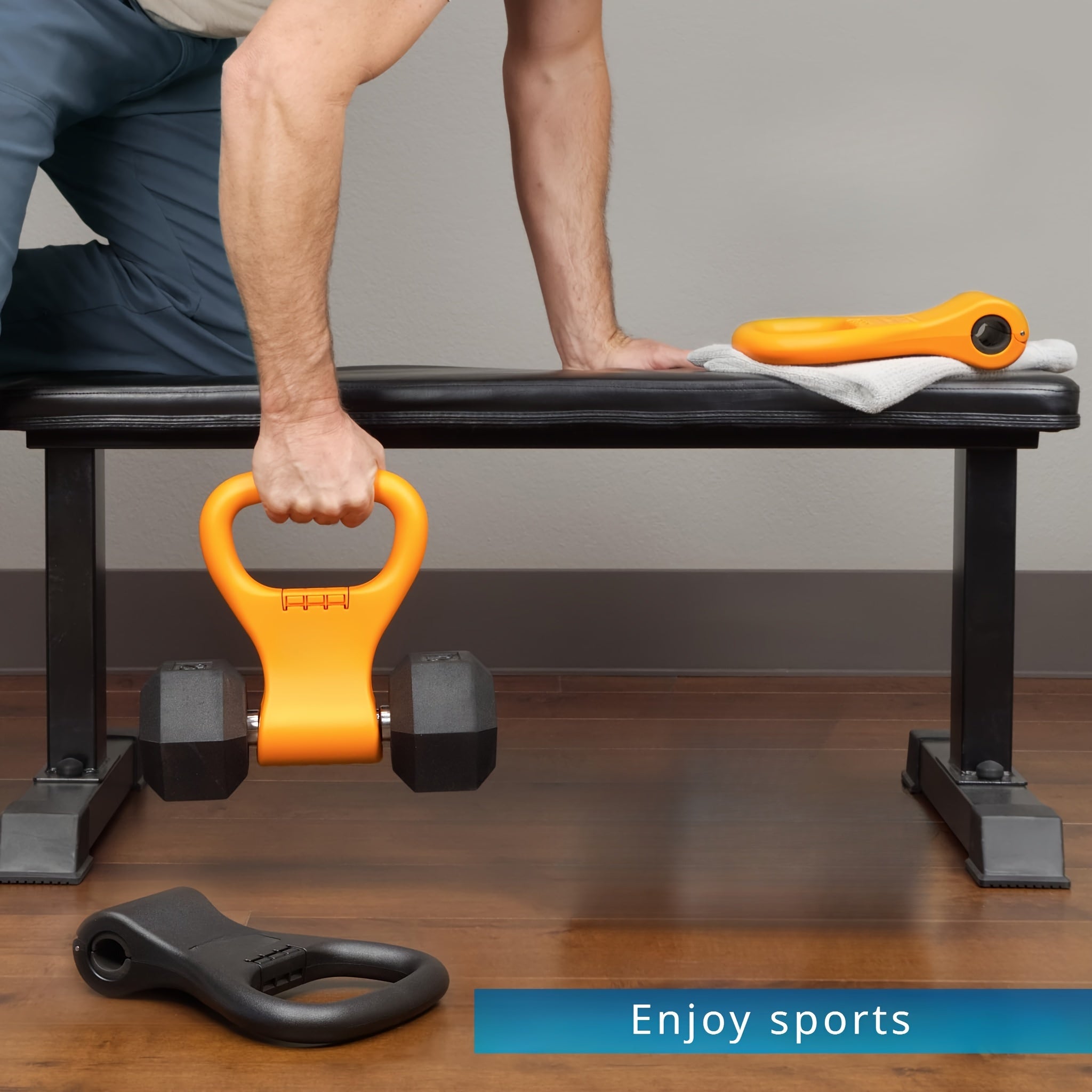 1Pc Fitness Adjustable Kettlebell Grip - Portable Weightlifting Handle(Orange)