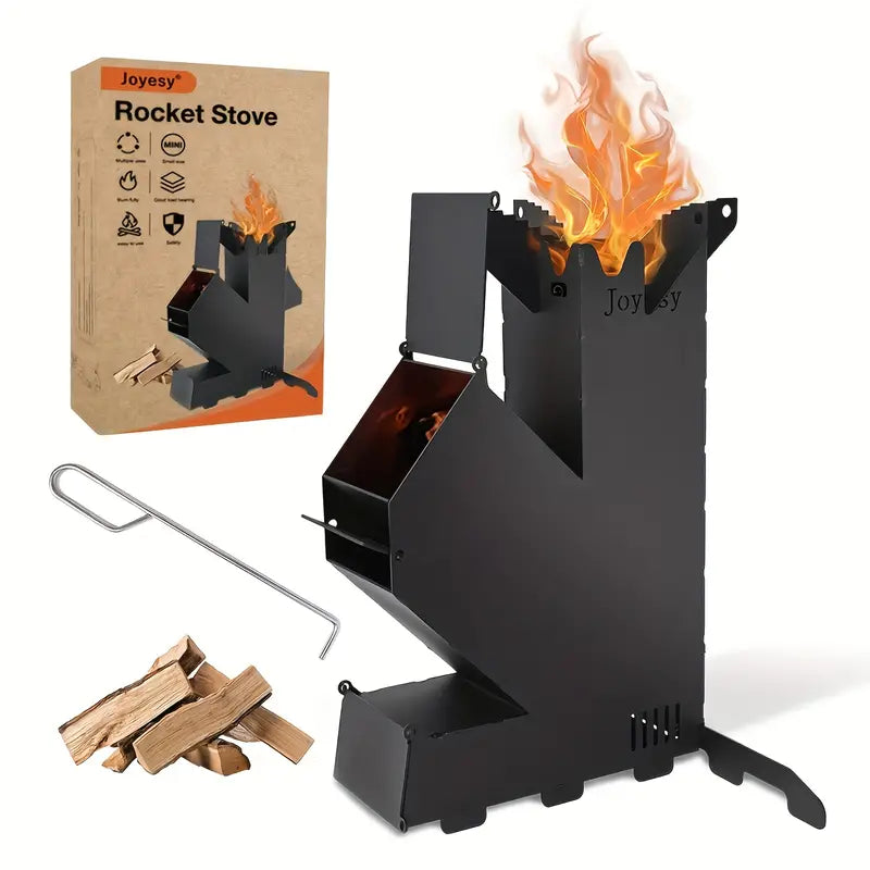Multi-functional Iron Wood Burning Rocket Stove for Outdoor Cooking