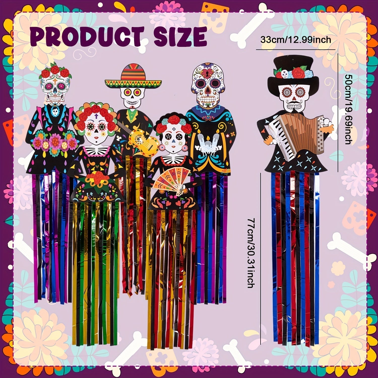 Halloween Skull Hanging Decorations Set (6pcs)