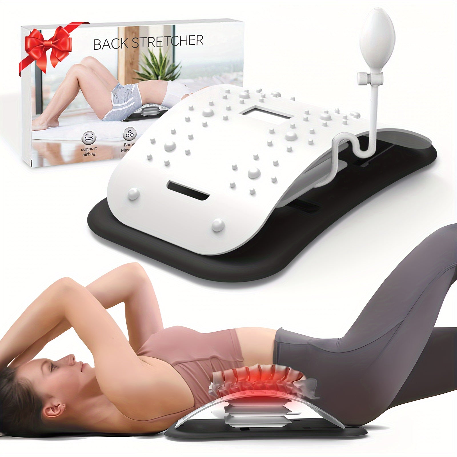 Back Stretcher & Massager - Relieve Sciatica & Fibromyalgia Pain(White)