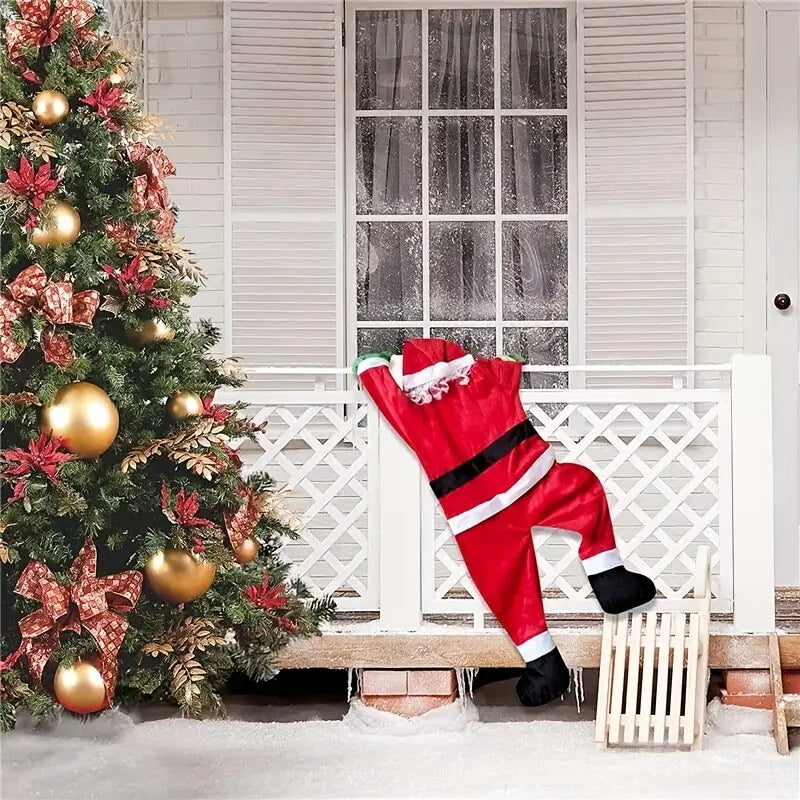 The Jolly Ascent: Santa Claus Climbing Christmas Cheer