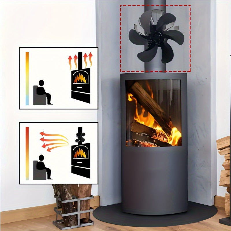 6-Blade Quiet Fireplace Fan Heat Circulator