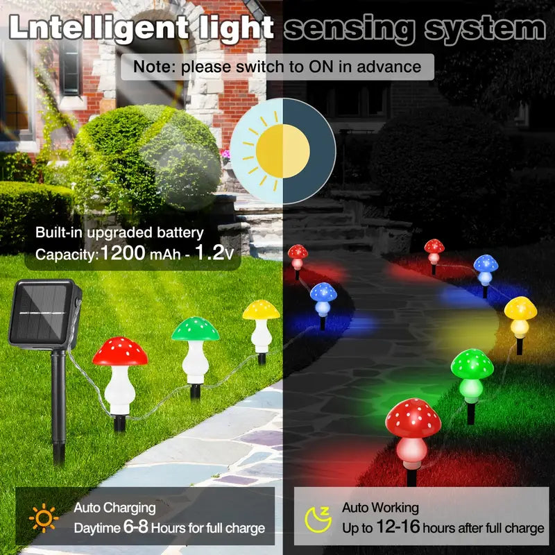 Twelve Glowing Mushrooms: A Solar-Powered Christmas Delight