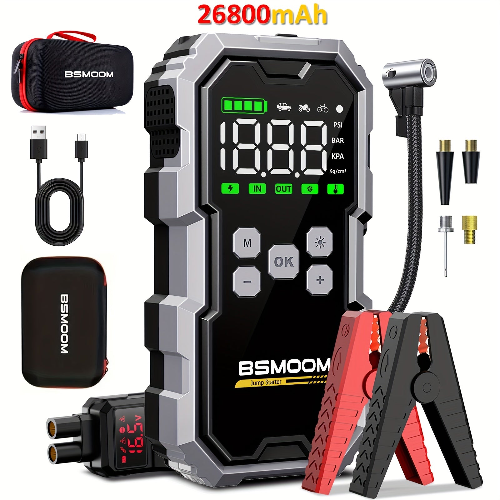 Cordless Car Jump Starter with Air Compressor