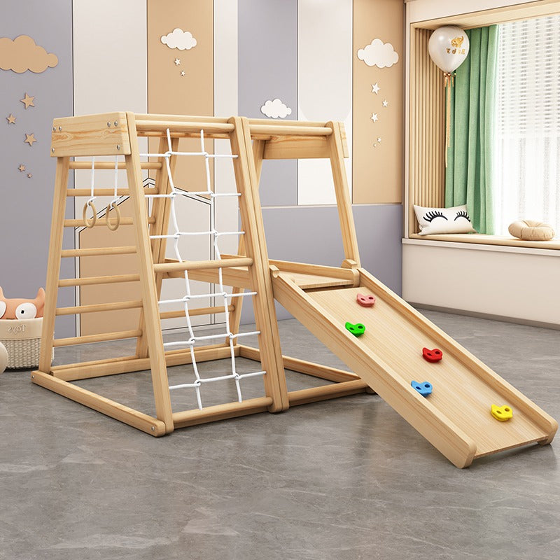 Solid Wood Kids' Climbing And Sliding Playset