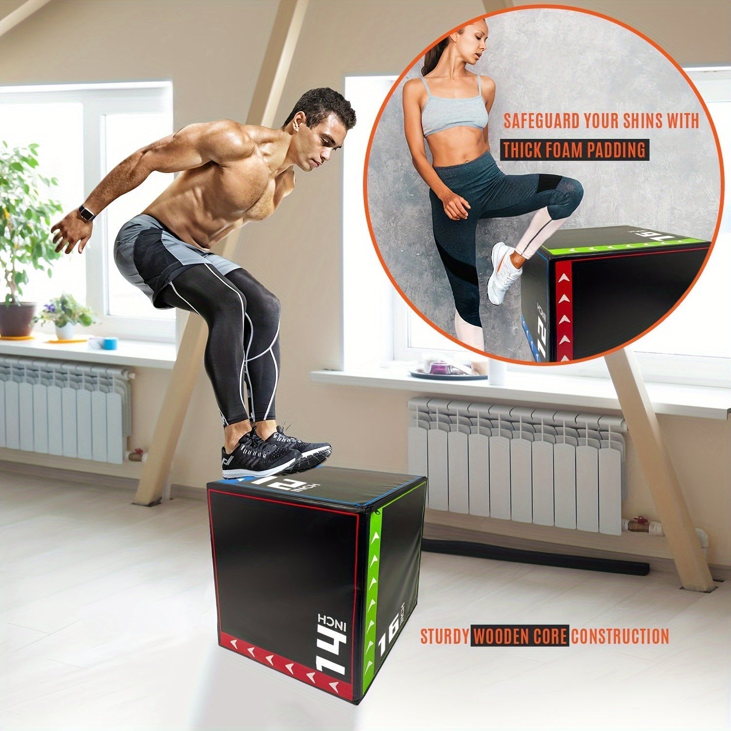 Versatile 3-In-1 Jump Box & Fitness Step(Black)