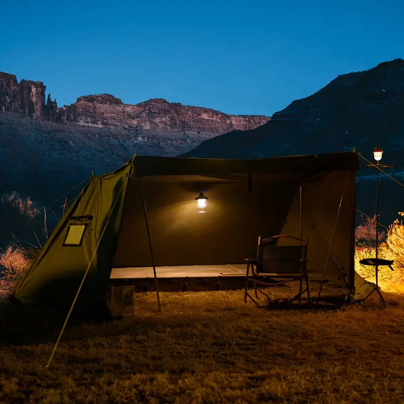 All-Season Hexagonal Camping Tent for 1-2 Persons - Army Green