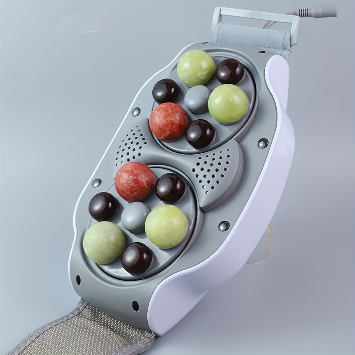 Usb-Rechargeable Abdominal Massager With Stone Kneading(White)