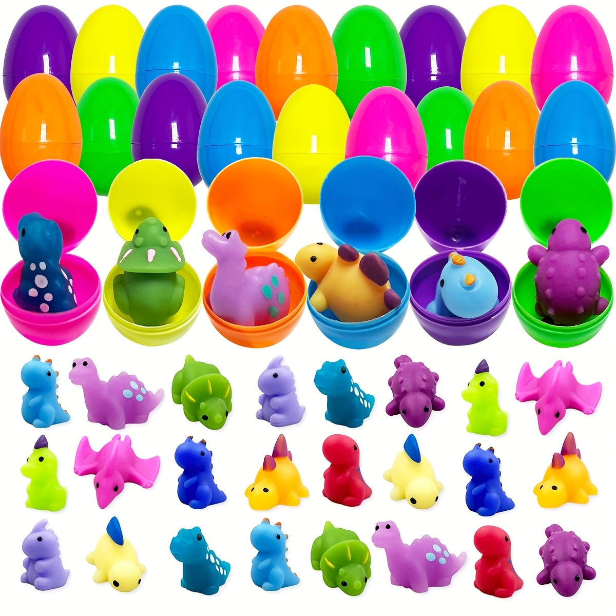 24pcs Dinosaur Squishy Easter Eggs with Mochi Toys