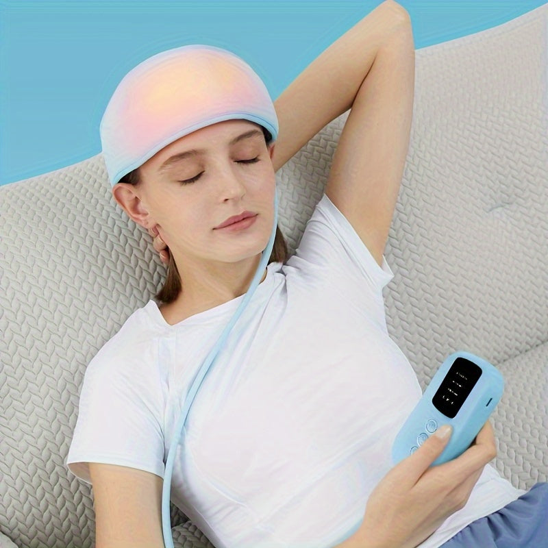 Usb Rechargeable 360° Scalp Massager With Heat & Air Compression(Blue)