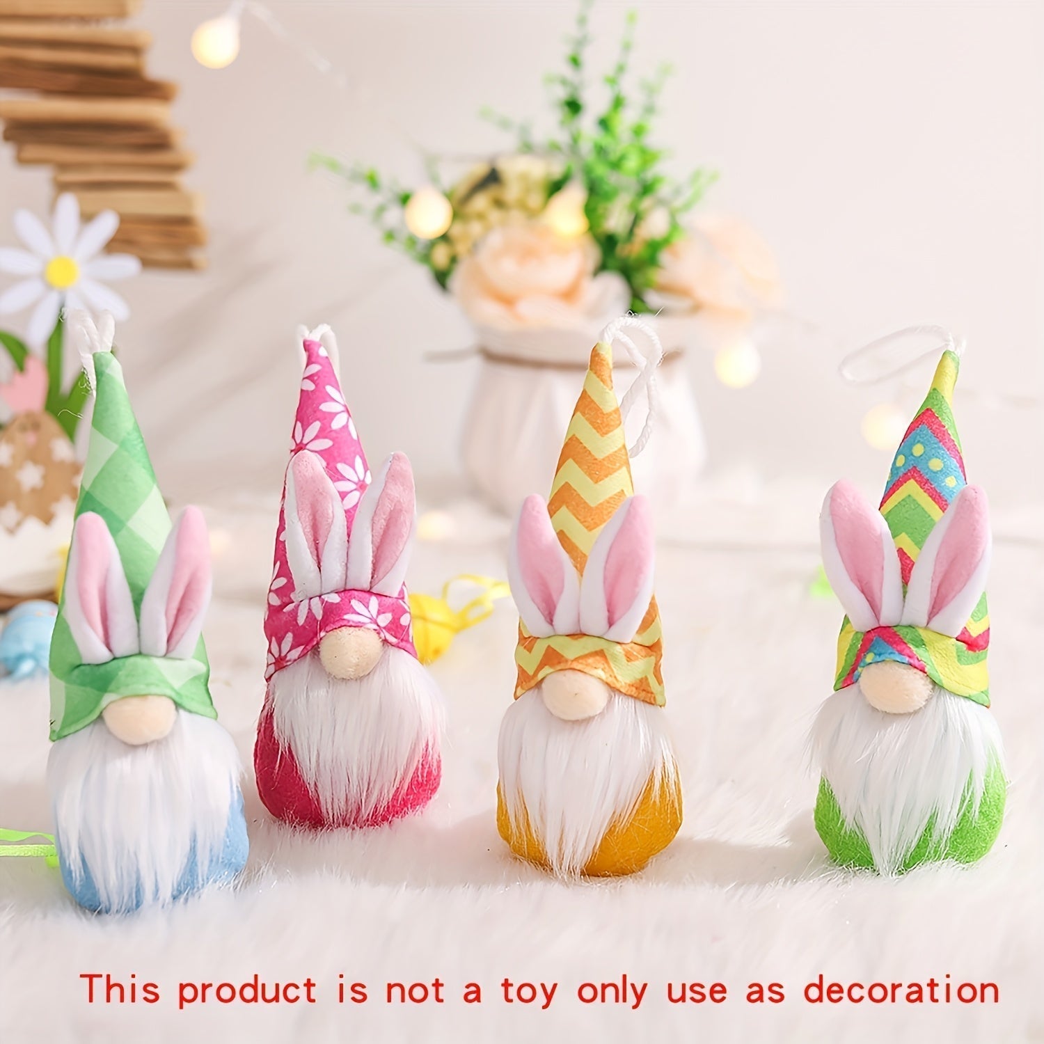 4-Pack Polyester Easter Bunny Hanging Ornaments
