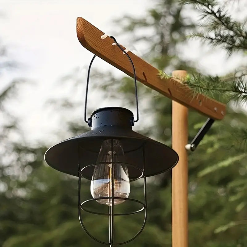 Black Vintage Solar-Powered Art Courtyard Chandelier - Outdoor Garden Decor