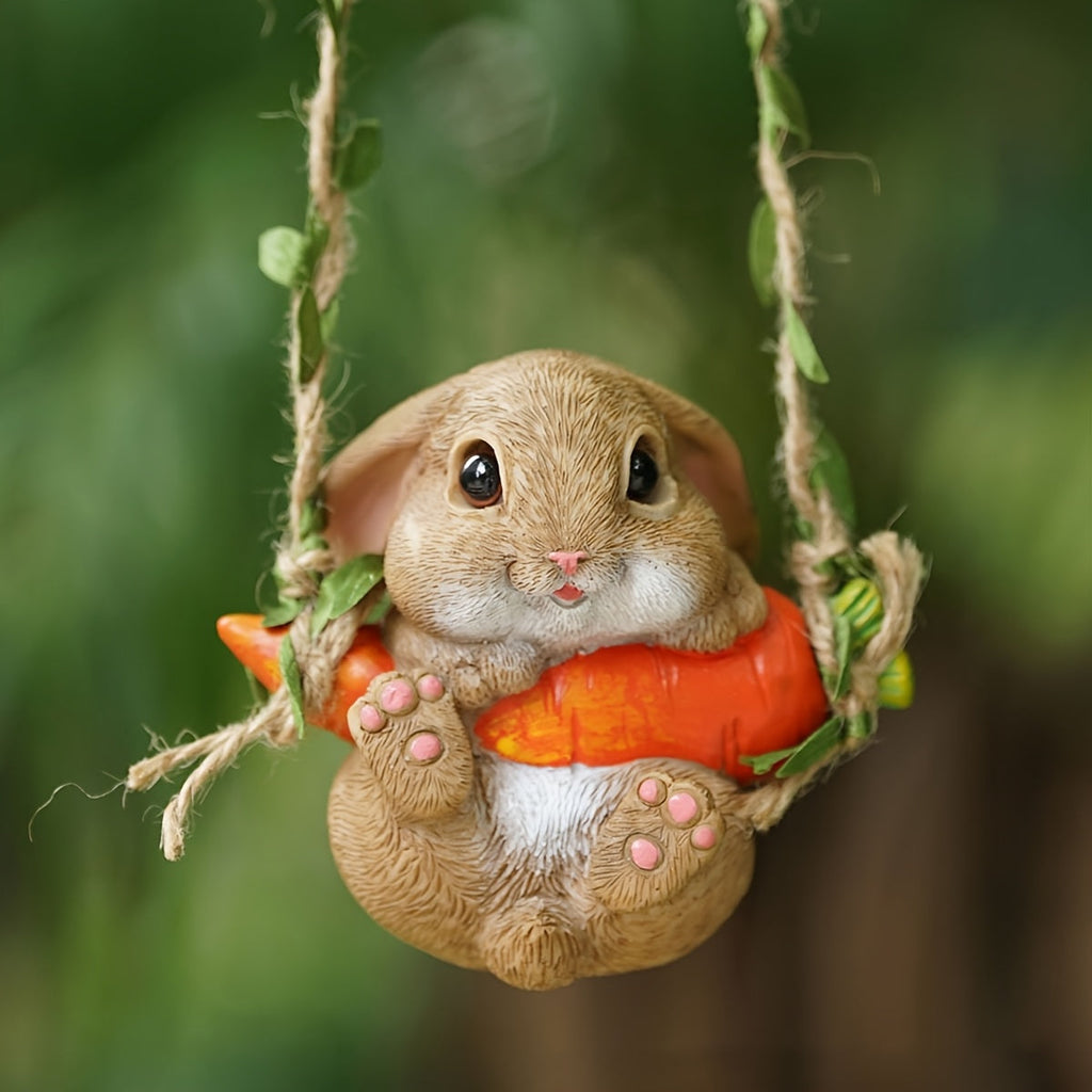 Resin Easter Bunny Carrot Figurine for Home Decor