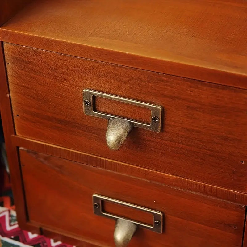 Vintage Solid Wood Drawer Cabinet with Metal Hanging Buckle