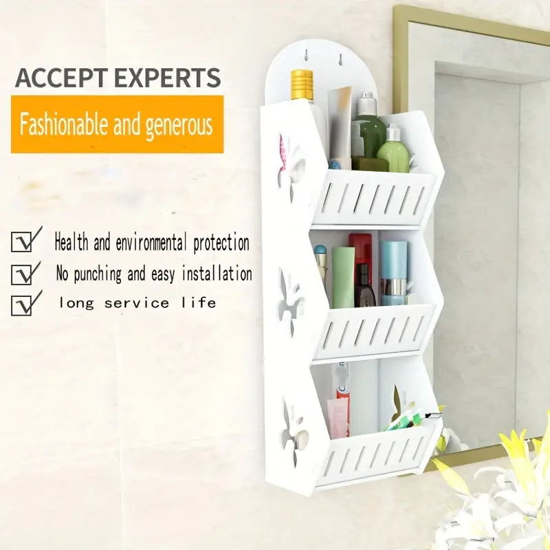 Vinyl Hanging Bathroom Storage Rack - Shelf Butterfly Large