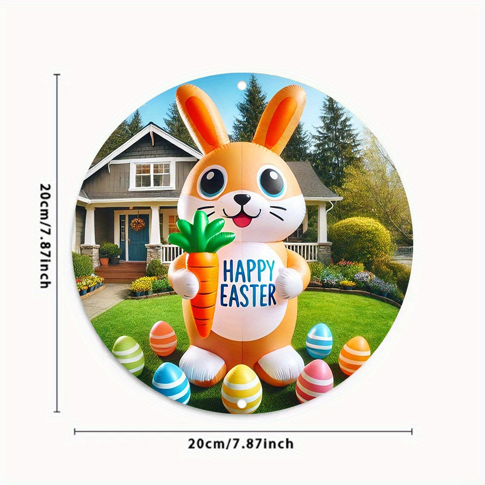Easter Bunny Inflatable With Vintage Metal Sign