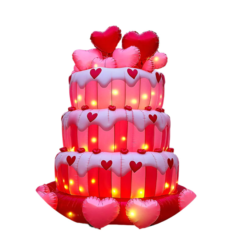 Giant Inflatable Cake With Heart Balloons