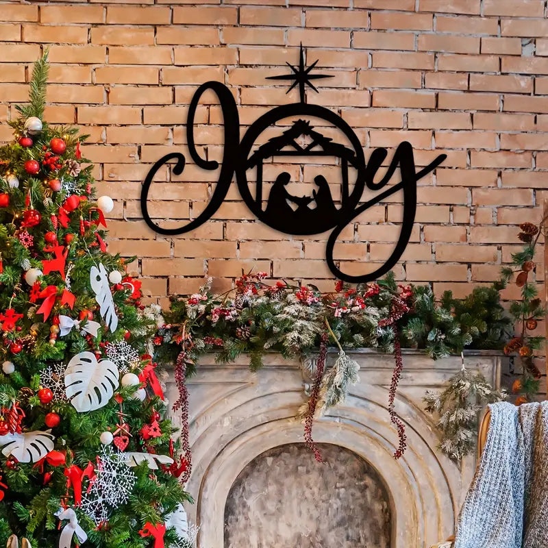 1pc Nativity Metal Wall Art - Elegant JOY Pattern