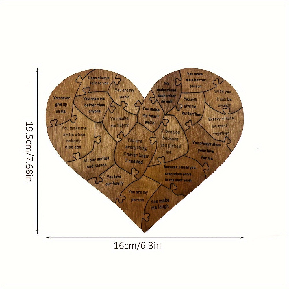 20 Reasons Why I Love You Wooden Heart Puzzle