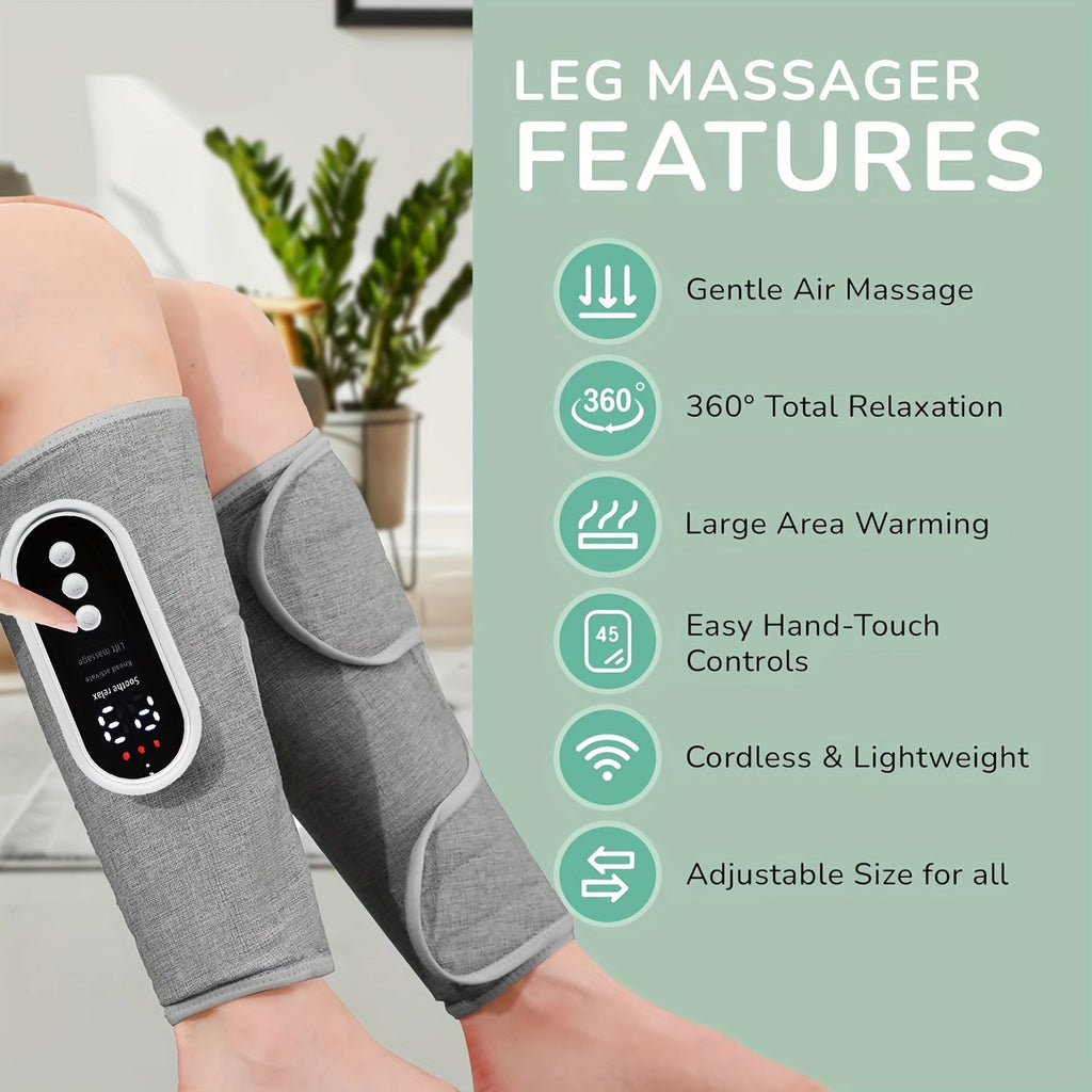 Cordless Air Compression Leg Massager With Heating Function(Grey)