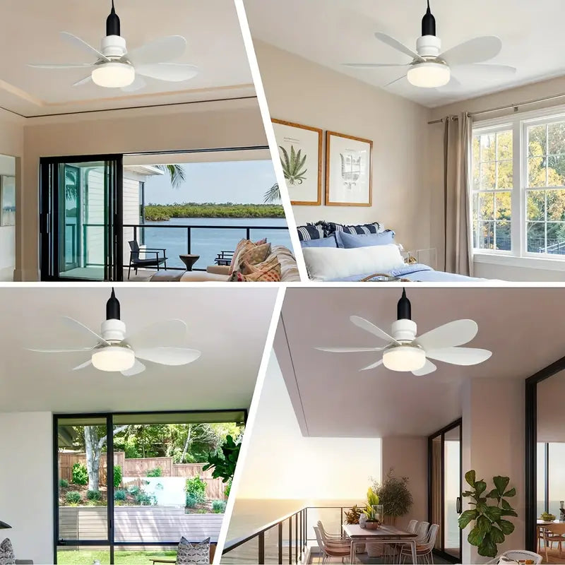1pc Dimmable Socket Fan Ceiling with Remote Control - Traditional Style, White